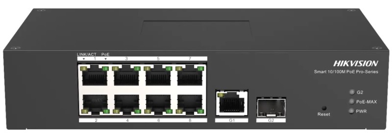 Hikvision - DS-3T1310P-SI/HS - 10-port PoE switch (110 W); 8 / 1 RJ45 + 1 SFP uplink port; managed
