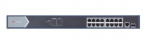 18 portos Gbit PoE switch (230 W); 16 PoE + 1 RJ45 + 1 SFP uplink port; nem menedzselhető