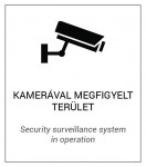 Magyar és angol nyelvű figyelmeztető matrica: "Kamerával megfigyelt terület"; 175x200 mm