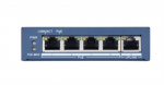 5 portos Gbit PoE switch (65 W); 4 PoE + 1 uplink port; nem menedzselhető