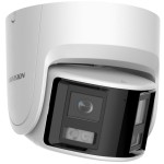 4 MP fix AcuSense IP panoráma turret kamera; beépített mikrofon; fény-/hangriasztás; riasztás I/O