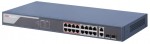 18 portos PoE switch (230 W); 16 PoE + 2 kombinált uplink port; smart menedzselhető