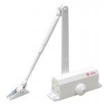 Door closer for 25-45 kg door; with arm and thermostable oil; white