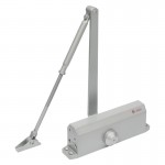 Door closer for 60-85 kg door; with arm and thermostable oil; silver