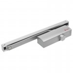 Door closer for 40-65 kg door; with sliding rail and thermostable oil; silver