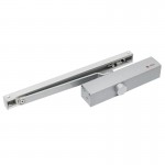 Door closer for 60-85 kg door; with sliding rail and thermostable oil; silver