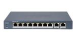 10 portos PoE switch (80 W); 8 PoE+ / 2 uplink port; nem menedzselhető
