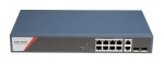 12 portos Gbit PoE switch (130 W);4 PoE+4 HiPoE+2 SFP uplink port+2 RJ45 Uplink port;menedzselhető