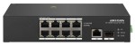 10-port industrial PoE switch (110 W); 6 PoE / 2 HiPoE+ / 1 RJ45 + 1 SFP uplink port; unmanaged