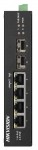6-port industrial Gbit PoE switch (60 W); 3 PoE+ / 1 HiPoe / 2 SFP uplink ports; unmanaged