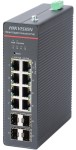 12 portos ipari Gbit PoE switch (300 W); 8 PoE+ / 4 SFP uplink; menedzselhető