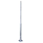 Erősített tűzihorganyzott kameraoszlop ajtóval; 3,5 m; erősített talpazat és támasztás; d:108/76 mm