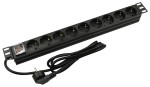 19" power distribution unit (PDU) with switch; 9 Shuko sockets