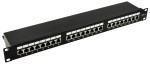 19" patch panel; 24 port; Cat6; árnyékolt; tehermentesítővel; dual IDC (Krone/110)