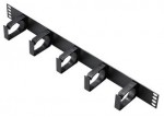 Cable management bar; 1U; black; with 5 rings